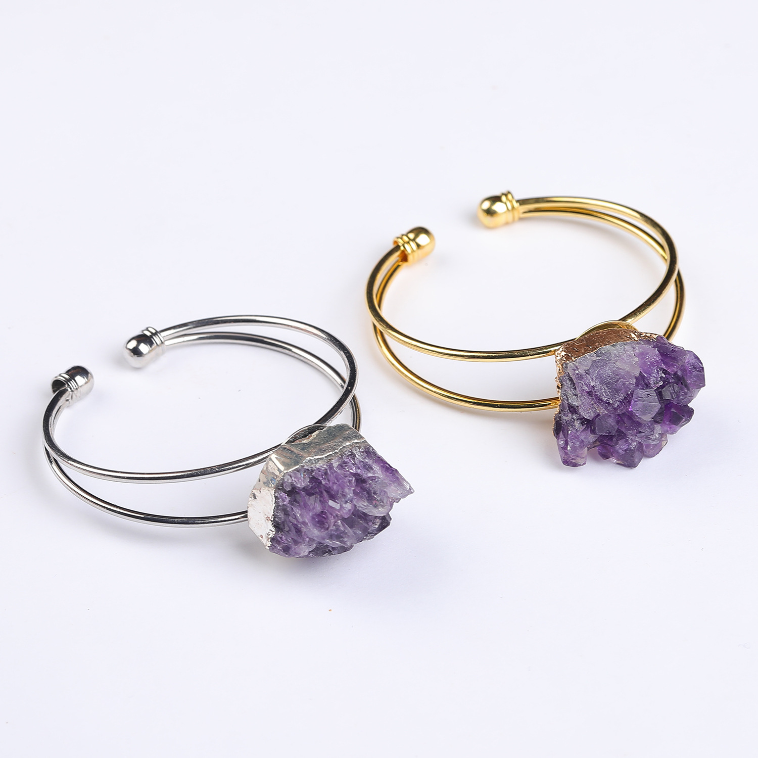 1 Piece Quantity Daily, Shopping Occasion Copper Material Gold Plated Plating Elegant Geometric Copper Gold Plated Crystal Wholesale Bangle