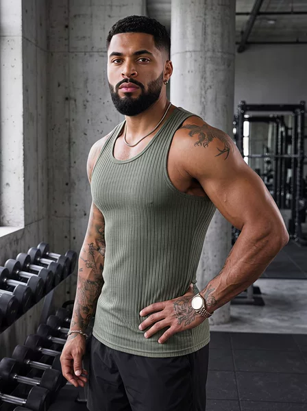 Cross-border Amazon foreign trade summer men's clothing vertical striped fitness outdoor sports casual slim fit tank top for men