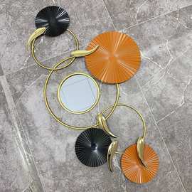 镜子集合餐厅客厅现代轻奢装饰钟表饭厅铁艺时钟挂画立体装饰挂镜