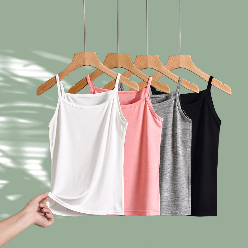 Children's Modal Summer Korean Version Sleeveless Girls' Base Layer Tank Top Outer Wear Baby Base Top Solid Color Top