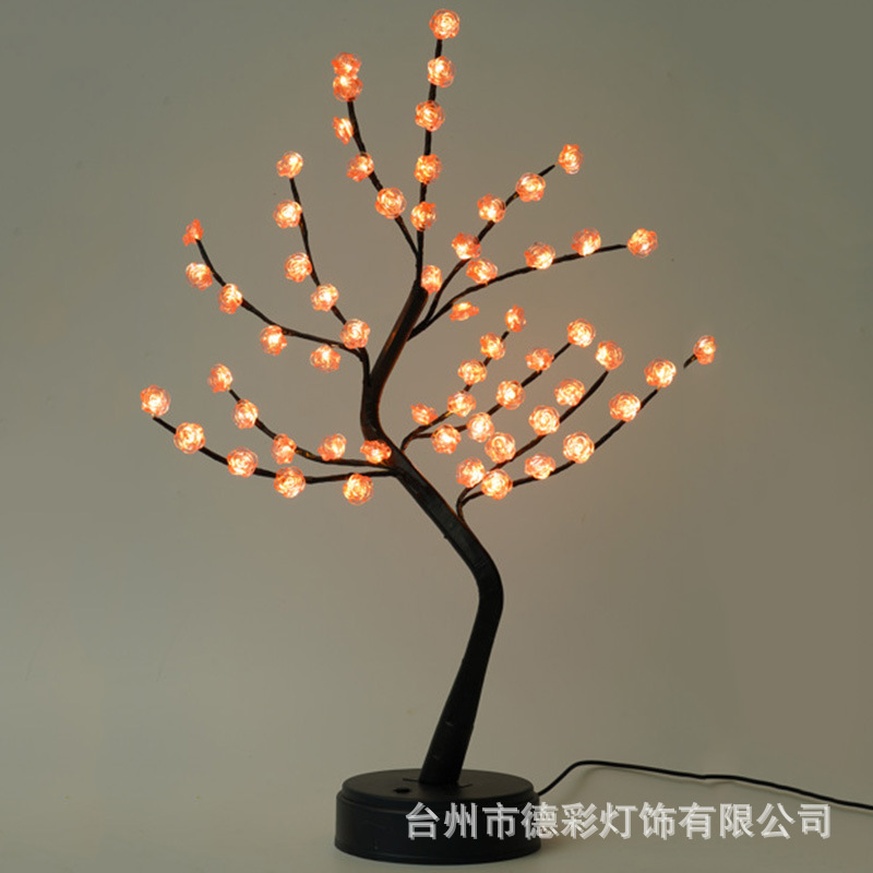 Amazon transfronterizo llevó la luz del árbol USB batería de doble propósito horizontal decorativo luz de la noche estrellada alambre de cobre luz del árbol en stock
