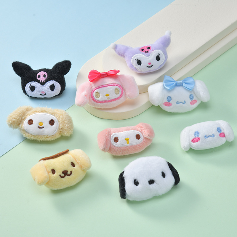 Cartoon Plush Brooch Cute Kuromi Pochacco Plush Brooch Bag Badge Scarf Clothing Accessories