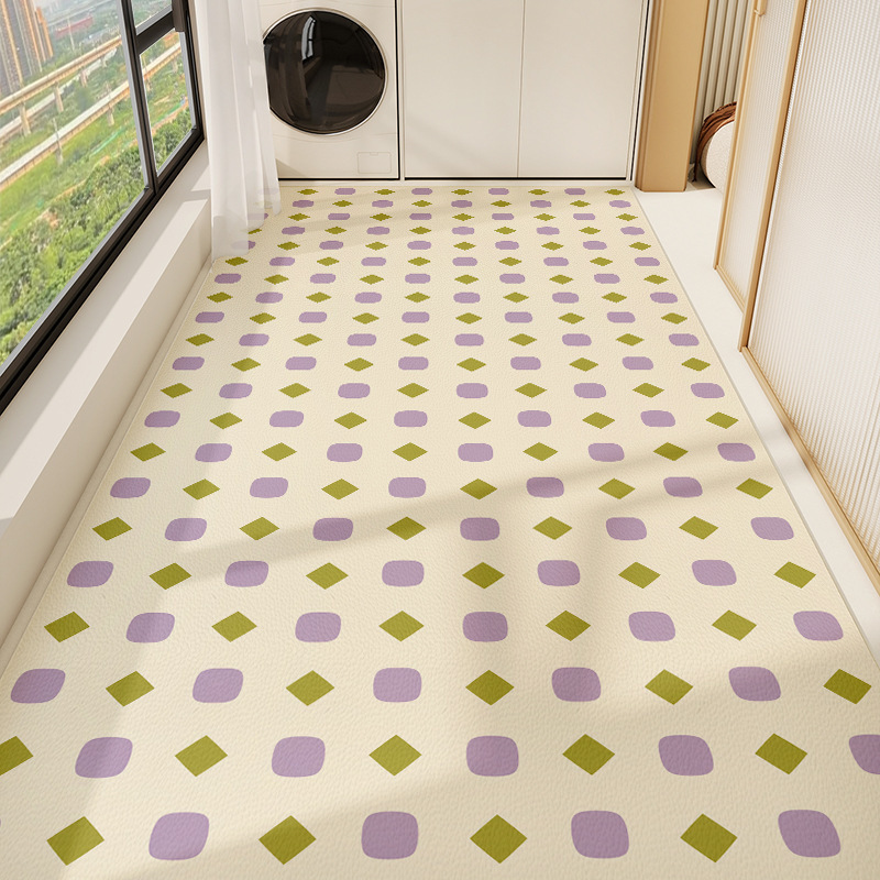 Simple and Fresh Leather Floor Mats for Living Room and Balcony, Stain-Resistant and Easy to Care For, Cuttable Floor Mats for Entry