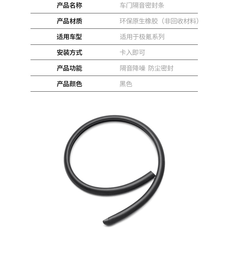 Pole krypton 001/007/7X car sealing strip B- pillar door sound insulation strip door seam windproof rubber strip noise reduction car supplies