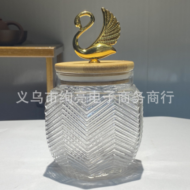 金鹿玻璃罐 高硼硅密封罐透明玻璃储物罐茶叶罐 收纳罐防潮