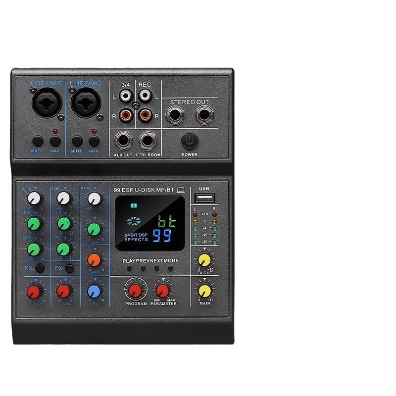 Mezclador transfronterizo de 4 vías USB conferencia de canto en vivo grabación de audio mezclador de escenario equipo de efecto con efecto