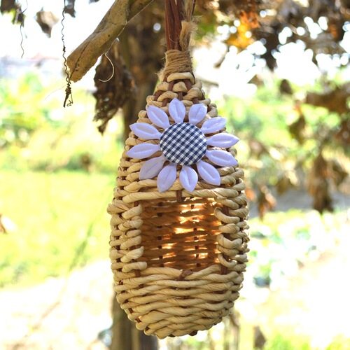 Grass-woven parrot nest, tiger skin peony, pearl finch, zebra finch cage, grass nest, birdhouse, birdcage, bird feeder