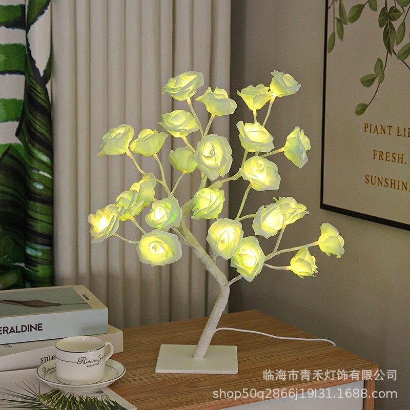 (2개) 공장 직접 공급 국경 폭발 장신구 조명 이동식 플라스틱 기본 USB 스위치 LED 시뮬레이션 장미 나무