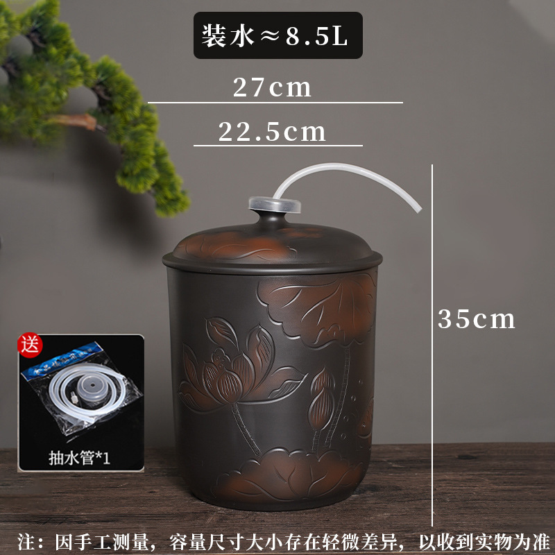 Jianshui 紫陶水タンク家庭用水貯蔵セラミック純水バケツ中国茶道茶テーブル昔ながらの茶 D&その D&|undefined
