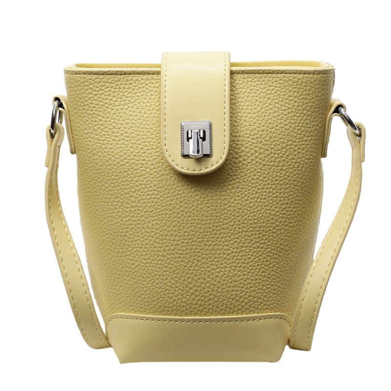 Bolso de cubo popular de este año 2025 verano nuevo bolso de teléfono móvil bolso de hombro con patrón de lichi bolso de mensajero de color de contraste de moda mujer