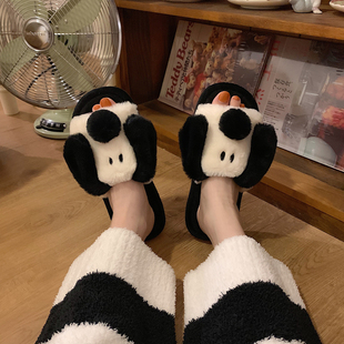 Cotton Slippers for Women in Autumn and Winter, Cute Ins Trendy Couples Indoor Home Use Non-Slip Warm Plush Cotton Shoes for Men
