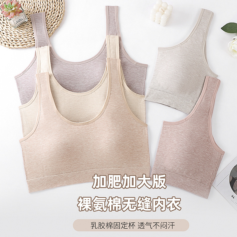 가을과 겨울 브라 알몸 암모니아 면 비료 초대형 심리스 속옷 라텍스 고정 컵 편안한 여성 속옷