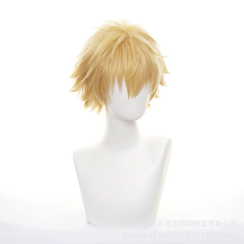 [Xi] sierra eléctrica Cosplay anime Peluca de oro amarillo anti-rizado cos pelo corto en stock