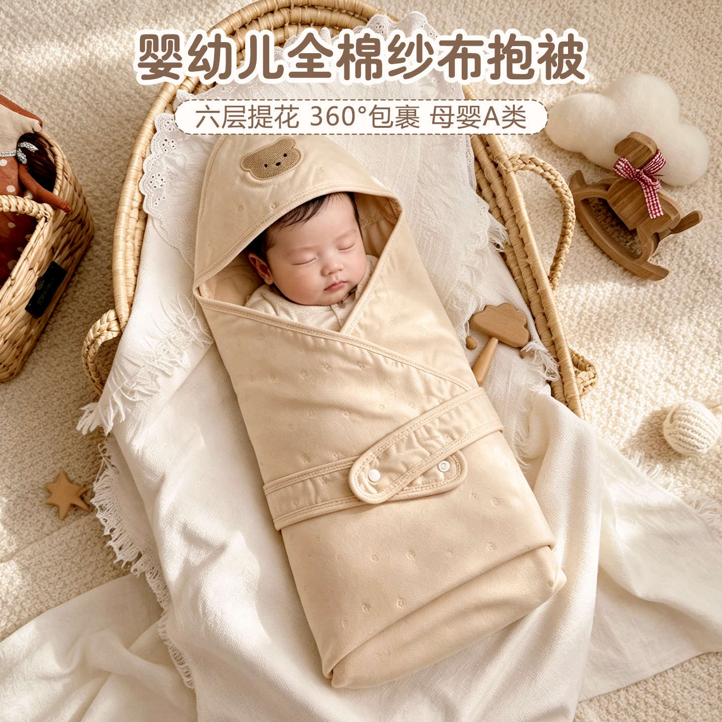 Newborn Baby Swaddle Blanket for Autumn and Winter, Thickened Pure Cotton Six-Layer Gauze Wrap for 0-12 Months, Anti-Startle Swaddle Wrap