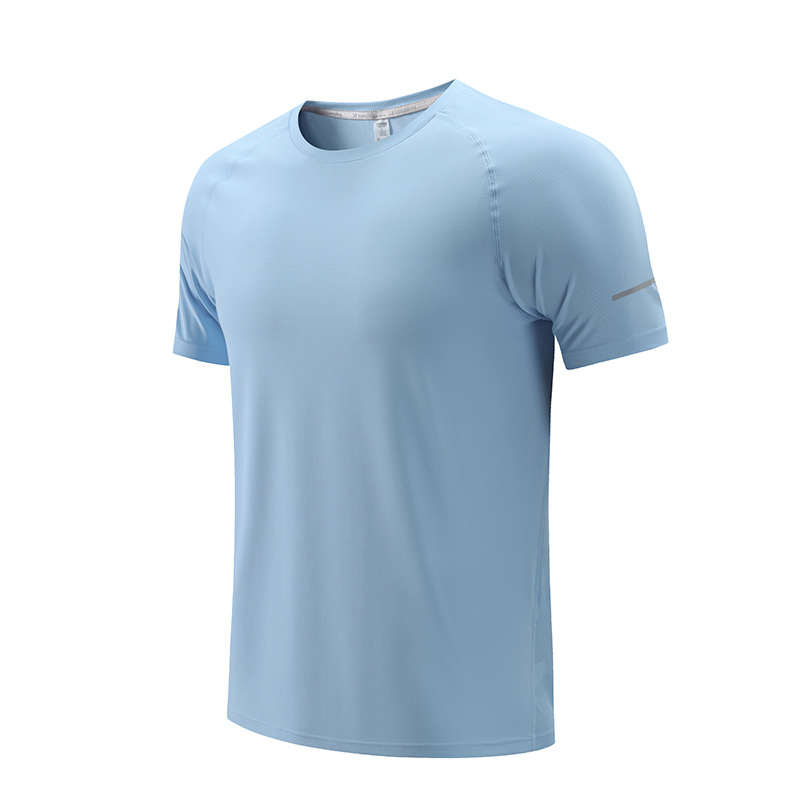 Deportes casuales de verano de manga corta hombres y mujeres al aire libre transpirable fitness corriendo ropa de secado rápido grupo estudiante camiseta en stock A
