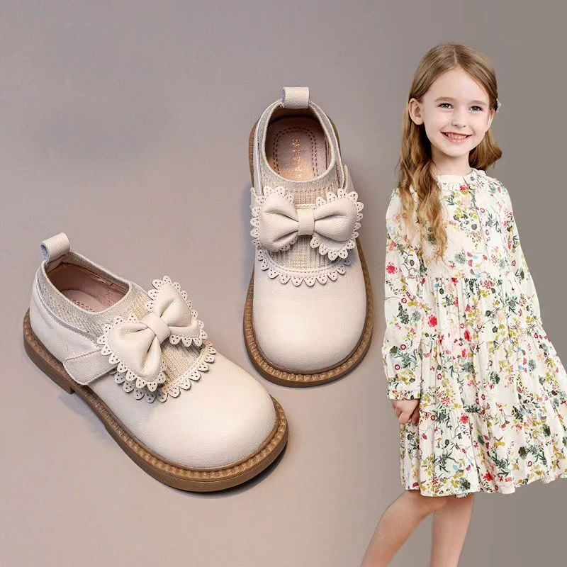 Детская обувь, туфли для девочек в стиле принцессы, новинка 2023 года, осенне-зимние детские туфли из мягкой кожи, британский стиль, для выступлений