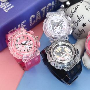 Children's Watch Cartoon Sanrio Kulomi Luminous Electronic Watch Women's Digital Pointer Quartz Watch for Primary and Secondary School Students