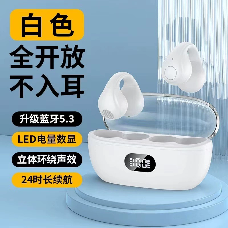 Wireless ear clips, transparent headphones, with LED display, bluetooth