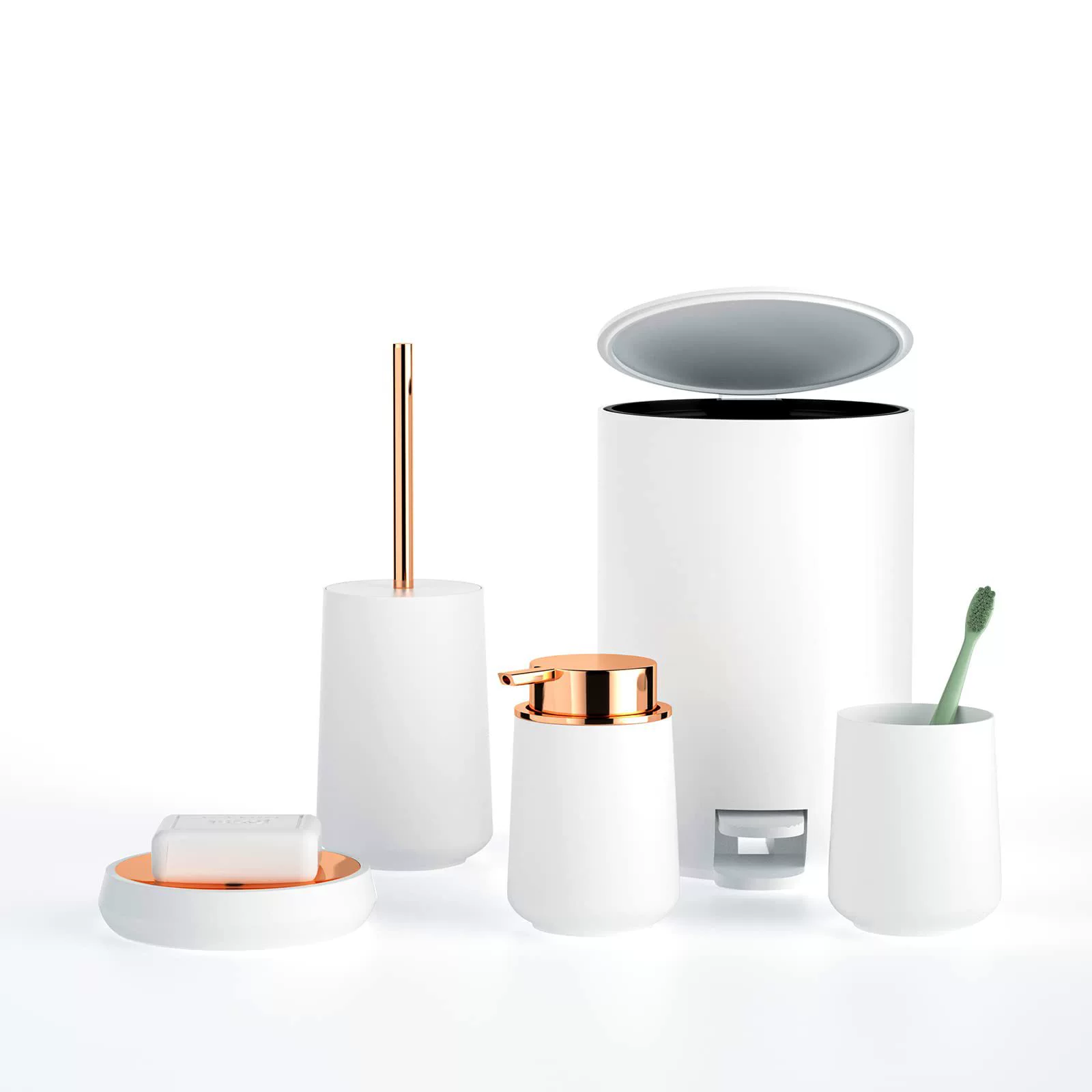 Elite set, toilet, garbage can, container