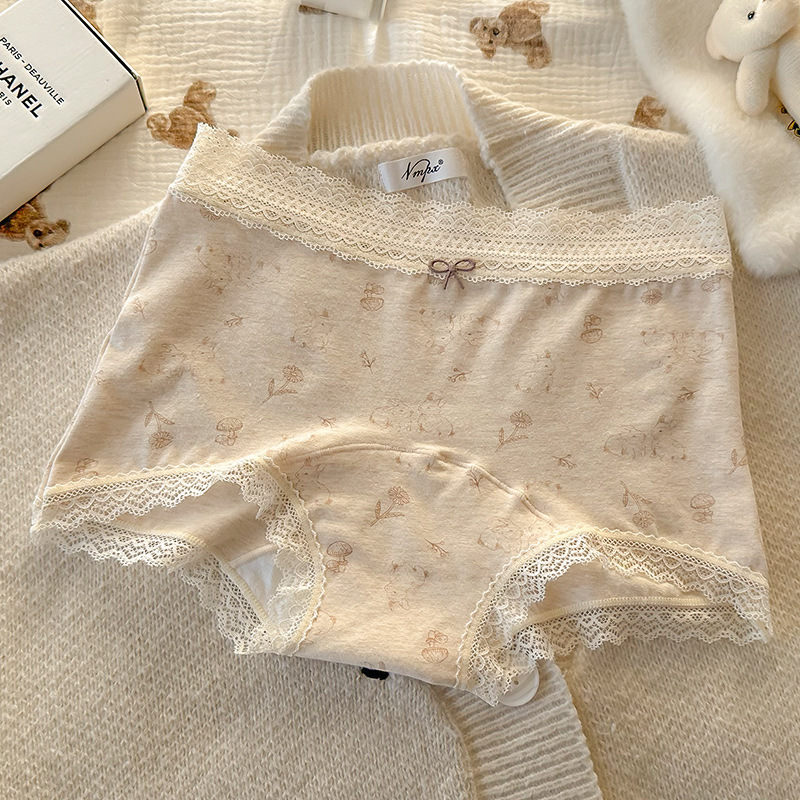 女士内裤碎花平角裤加长加宽10A抑菌纯棉底裆全棉内裤女中高腰裤|undefined