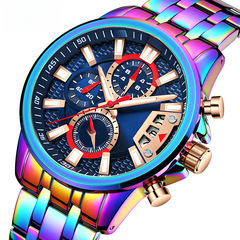 MINI FOCUS Watch, Personalized Men's Watch, Waterproof Quartz Watch with Colorful Case, Multifunctional Casual Men's Watch 0352G