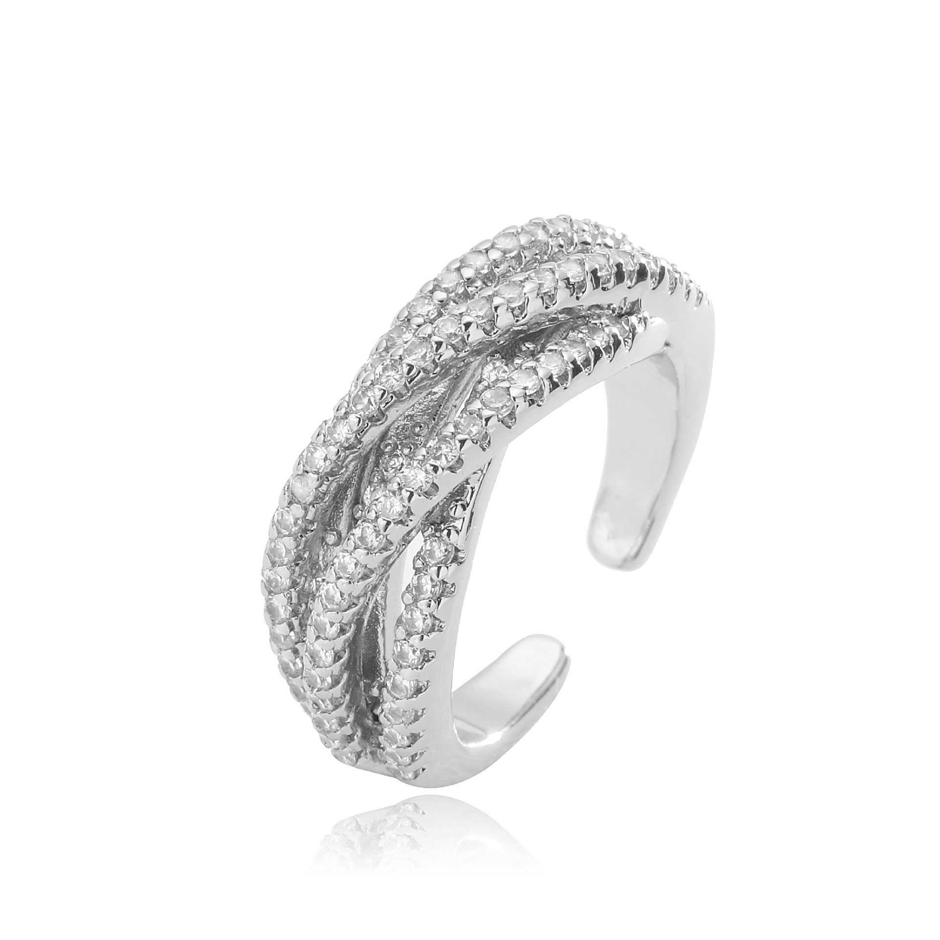 Women's Gender Copper Irregular Inlay Cross Geometric Rhinestones Open Rings