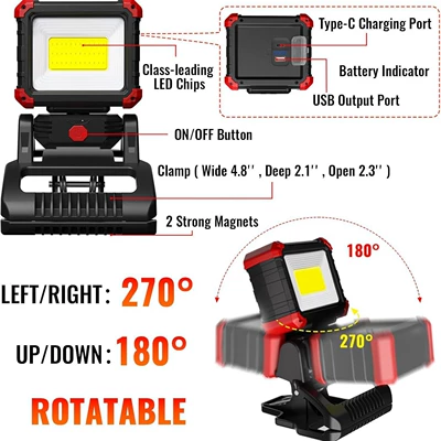 İşçi projektorları Magnetic Clamp Work Light