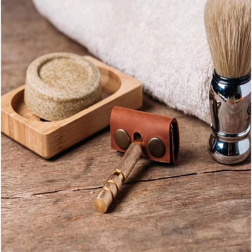 Old-fashioned razor scalp cover Anti-scratch razor leather condom Manual razor head protective cover