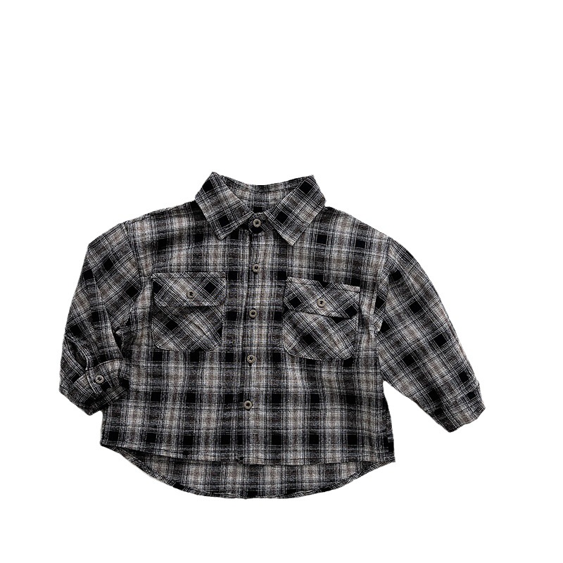 Camisa a cuadros de otoño para niños versátil estilo coreano para niñas nueva camisa otoño e invierno Bebé para niños capa superior casual