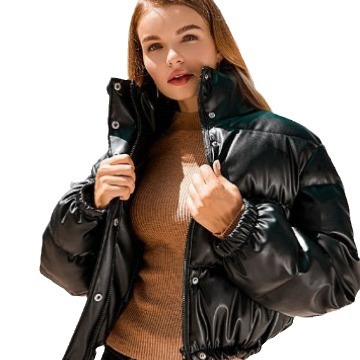 2024秋冬女装秋冬新款棉衣欧美风皮衣外套女立领短款保暖面包棉服