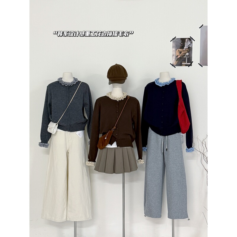 2025 New Style Small Fragrant Style Long-Sleeved Knitted Cardigan Women's Spring and Autumn Design High-Neck Top for Women