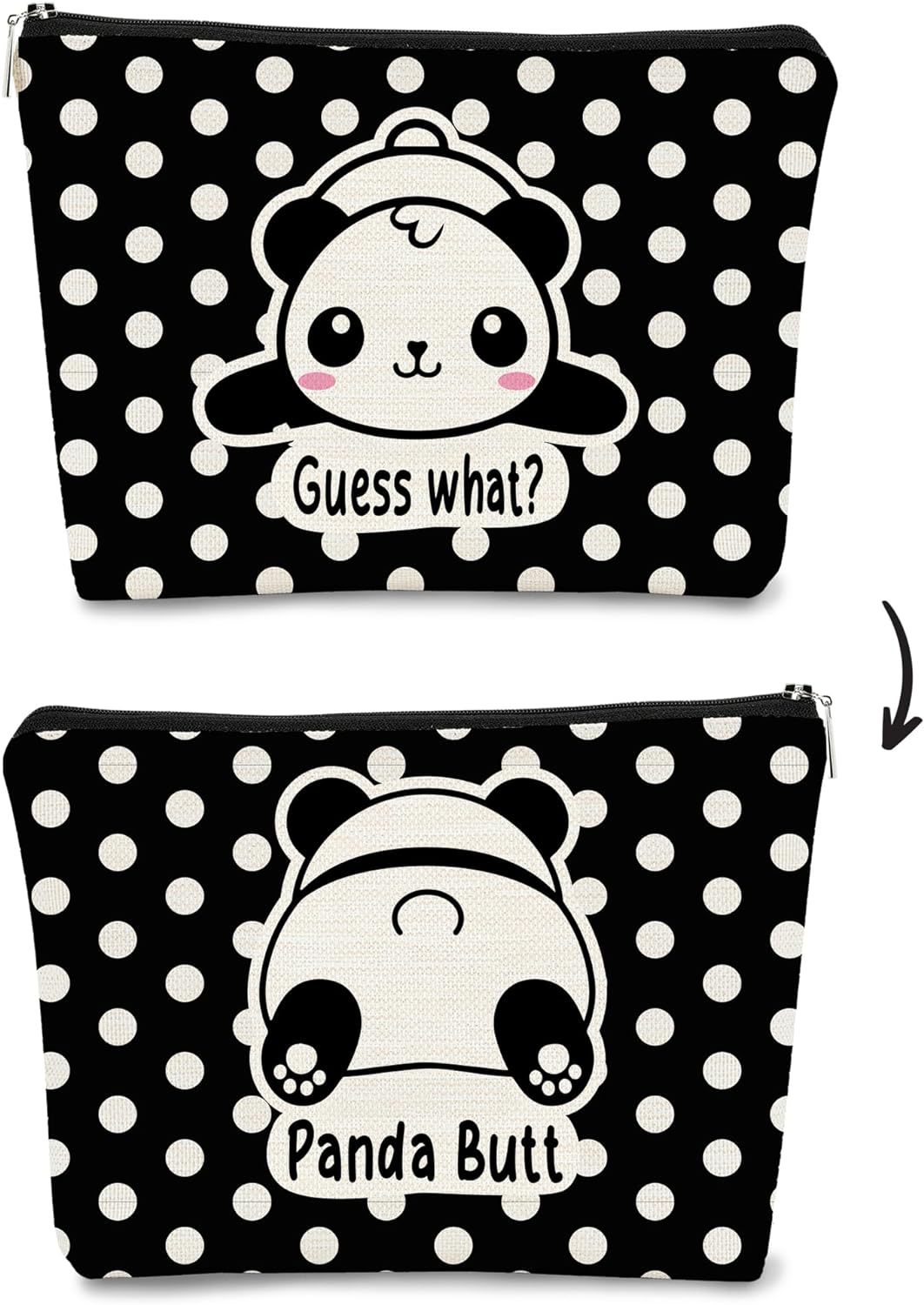 Transfronterizos Amazon brote lindo panda impresión doble cara bolsa de maquillaje bolsa de almacenamiento bolsa de cambio de lino impermeable