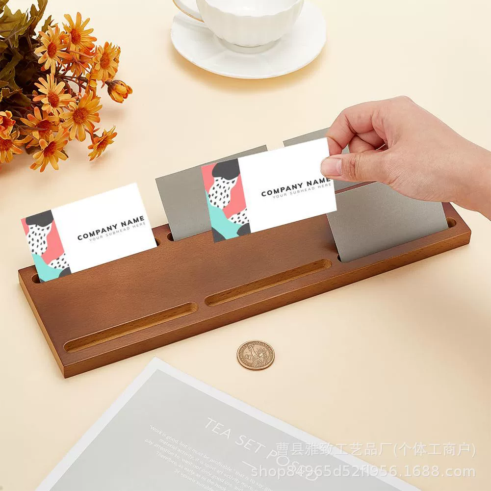Ретро деревянная визитная карточка офисная столешница пористый бит открытка поднос витрина из массива дерева деловая визитная карточка база