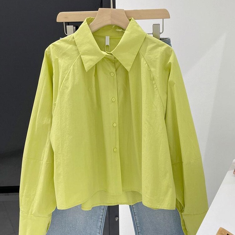 Gentle Wind Mustard Yellow Fashion Western Style Shirt Women's Spring and Summer New Light Luxury Niche Top Good-looking Age-reducing