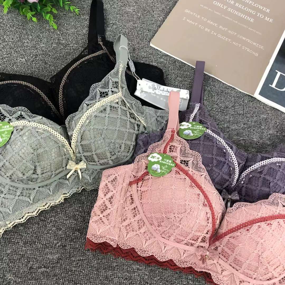 Nuevo sujetador de alta calidad de moda de encaje jacquard transpirable y cómodo ajuste lateral de pecho de cuatro botones ropa interior mujer image 3