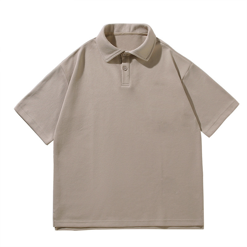 290グラム重ポンド潮牌襟シンプルpoloシャツtシャツオープン五分袖落肩ゆるい日系香港風polo|undefined