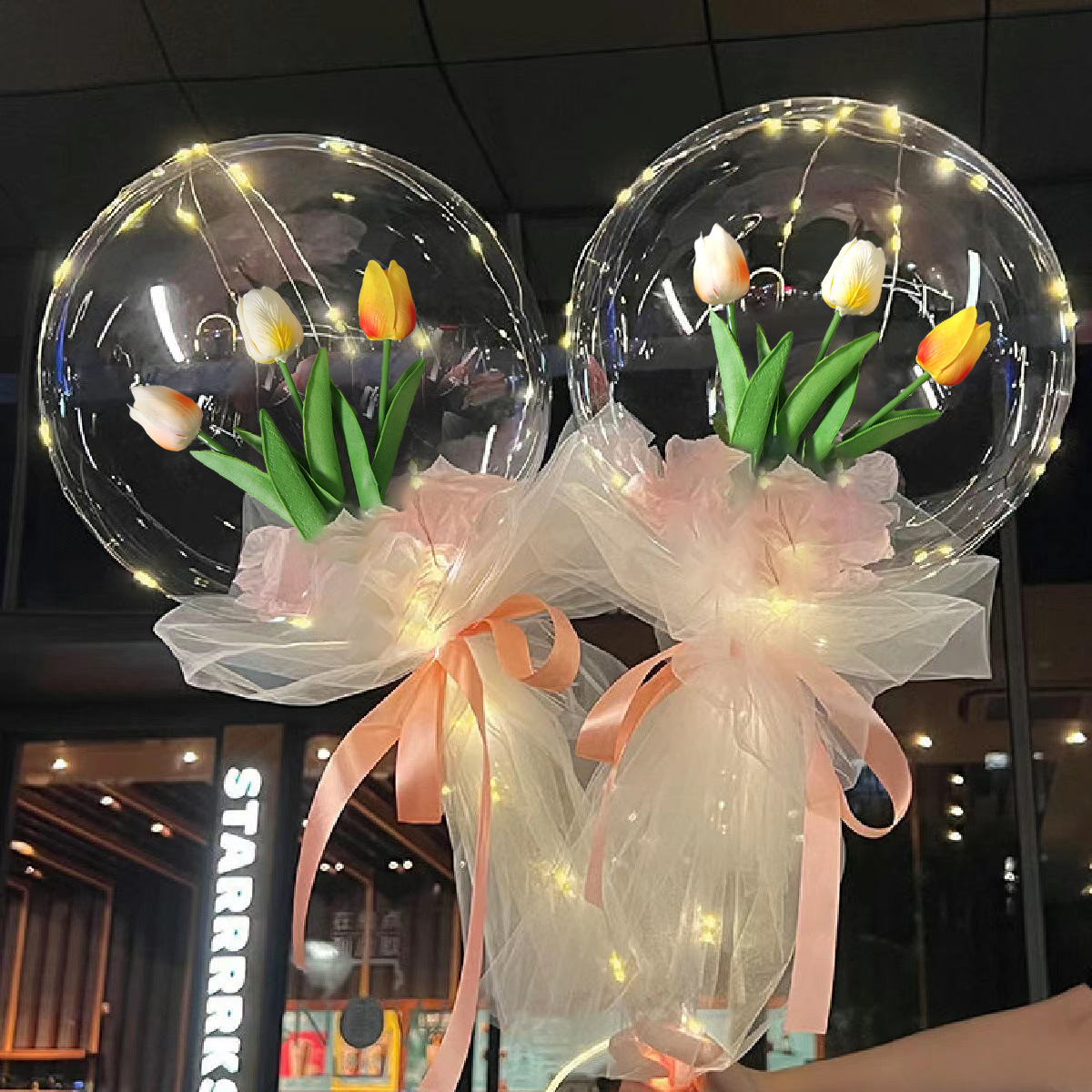 Red de red transparente estampado luminoso de 20 pulgadas bola de onda mercado nocturno puesto callejero globo decoración de cumpleaños accesorios