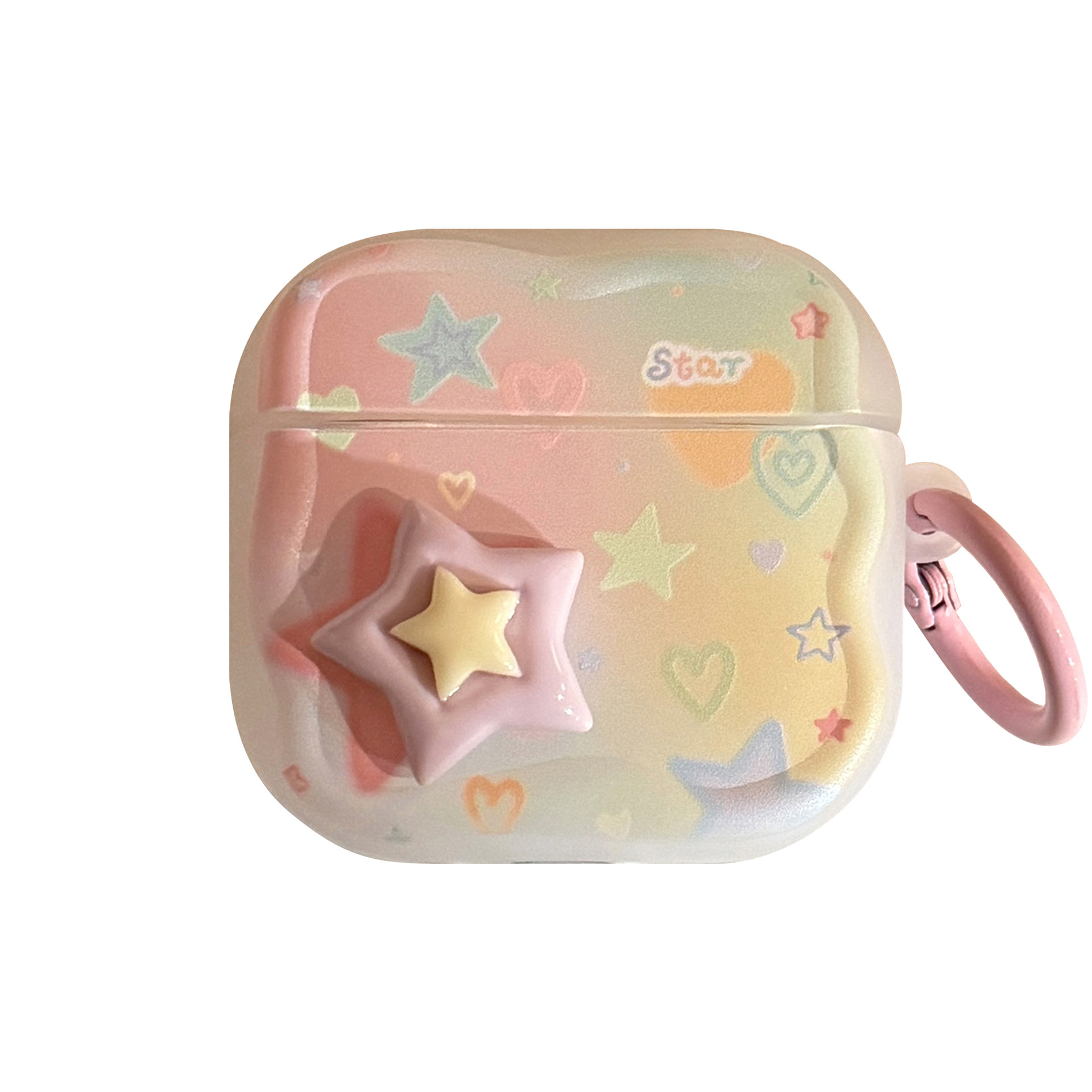 Color graffiti estrella estereoscópica airpods auriculares pro2 funda inalámbrica bluetooth 4 generación 1 anillo colgante 3