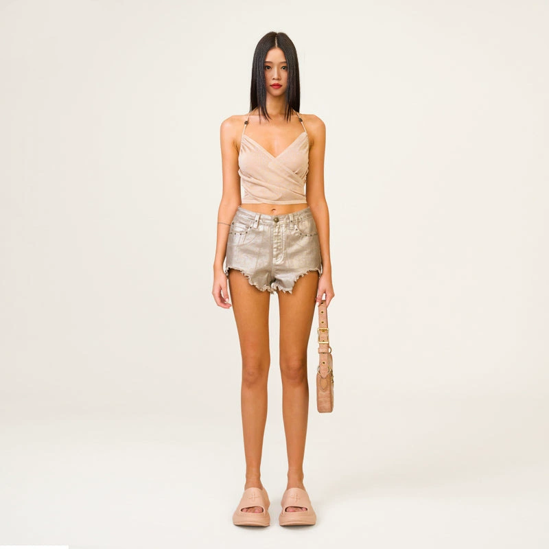 SMFK Golden Snake denim shorts hot girl hot girl hot pants