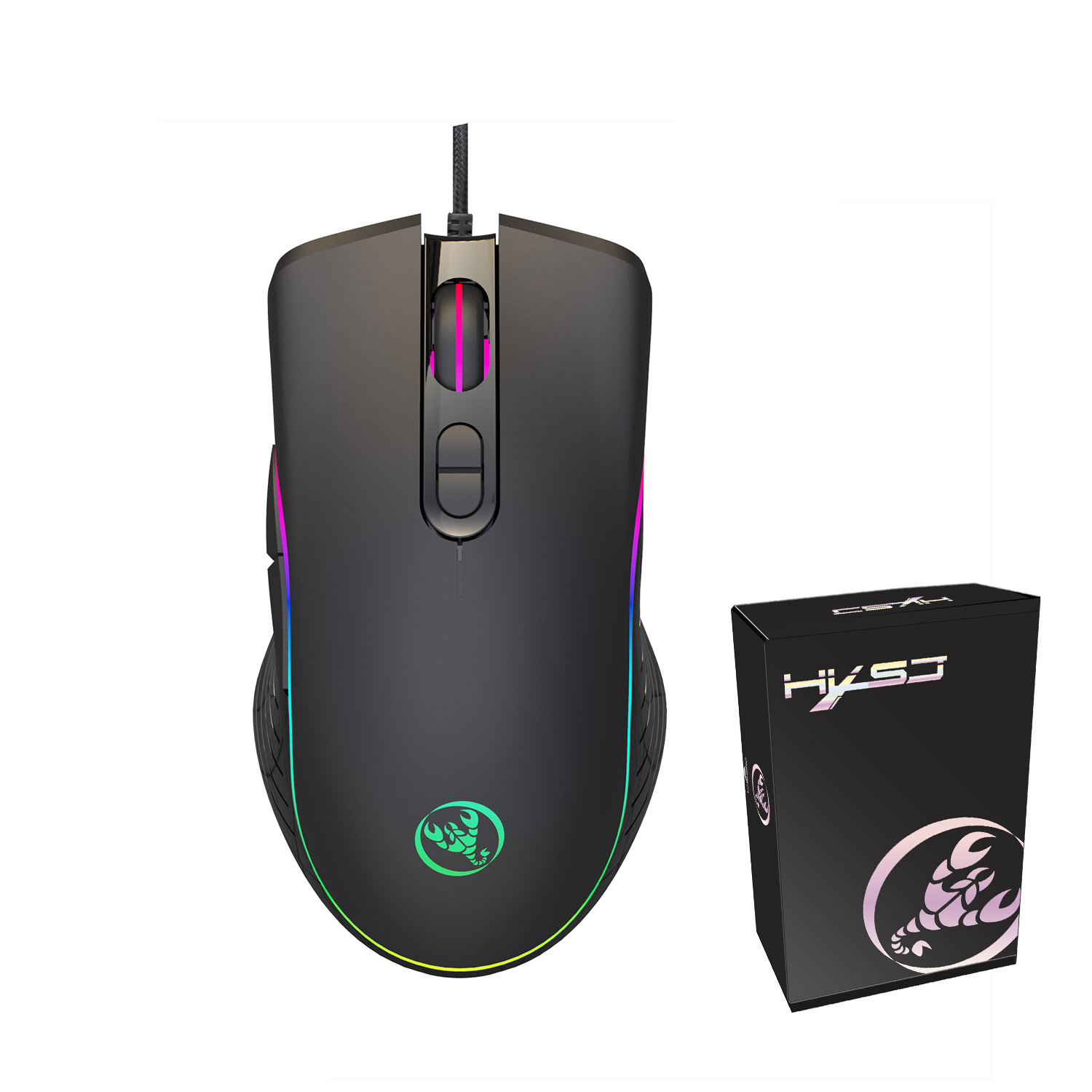 A867 Macro Programming Gaming Mouse RGB Backlight Wired 7-Key Matte Texture Multiple Lighting Modes_voghion.com