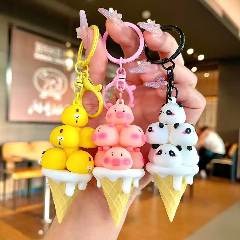 Cartoon Jenga Ice Cream Keychain Pendant Car Keychain Couple Bag Pendant Wholesale Couple Pendant