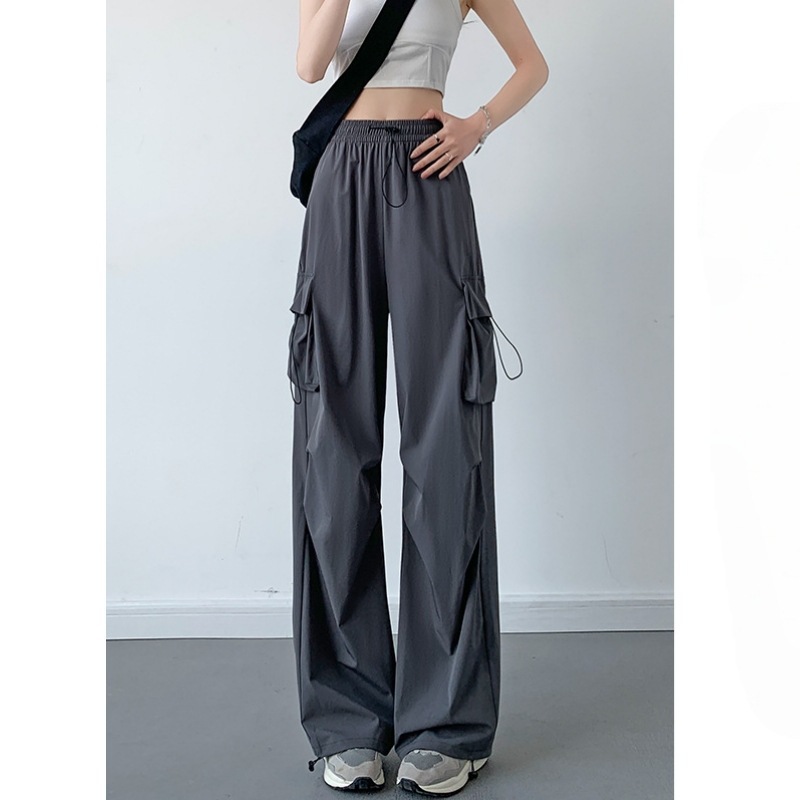 Pantalones Cargo Anchos para Mujer, Poliéster, para Primavera y Otoño