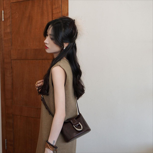 Bucket under the armpit niche retro single shoulder crossbody bag, horseshoe bag