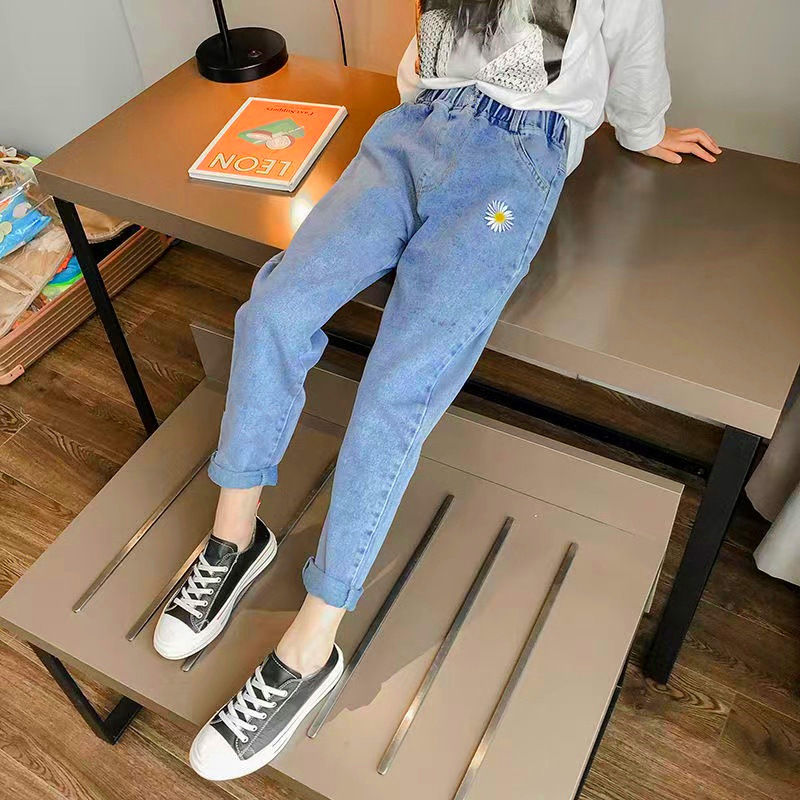 女の子のワークジーンズ春と秋の新しい工場子供服卸売中型および大型子供用ストレートレッグルーズワイドレッグ子供用ズボン|undefined