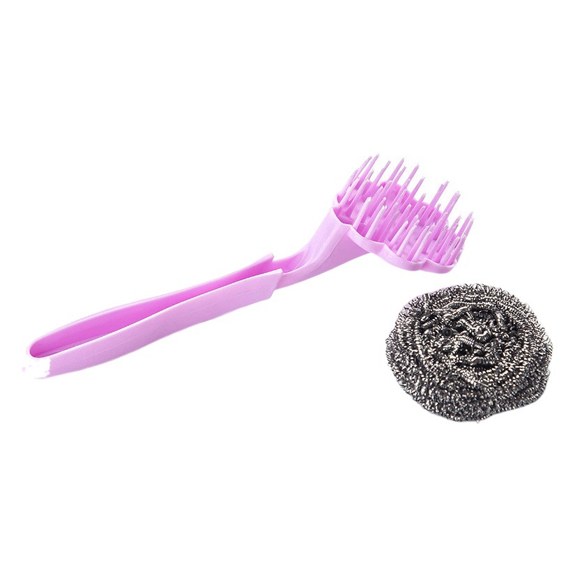 Cocina mango largo cepillo de descontaminación cepillo colgante cepillo de limpieza reemplazable bola de acero descontaminación lavavajillas olla