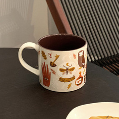 かわいい落書き魔法猫マグカップ高颜値陶磁器カップ家庭用コーヒーカップ少女心水カップお土産