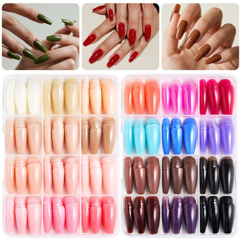 New Manicure Trapezoidal Pure Color Ice Transparent Gradient Color Tool Set Box Fake Nails Removable Wearable Nails New Manicure Trapezoidal Pure Color Ice Transparent Gradient Color Tool Set Box Fake Nails Removable Wearable Nails