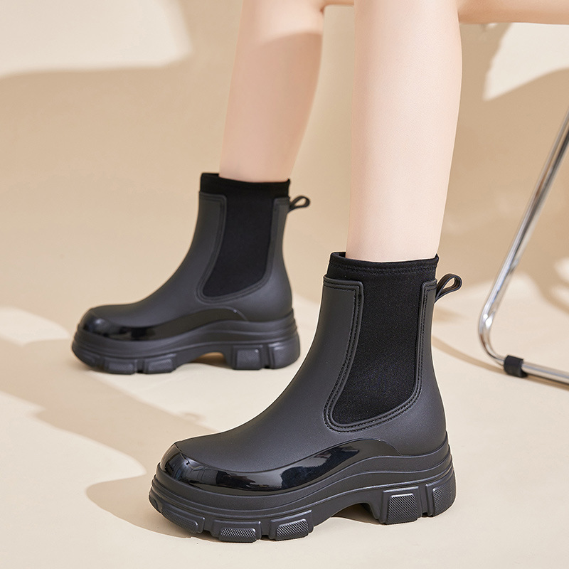 跨境出品纽布朗时尚雨鞋女款中筒防滑水靴雨靴防水鞋胶鞋厨房防油