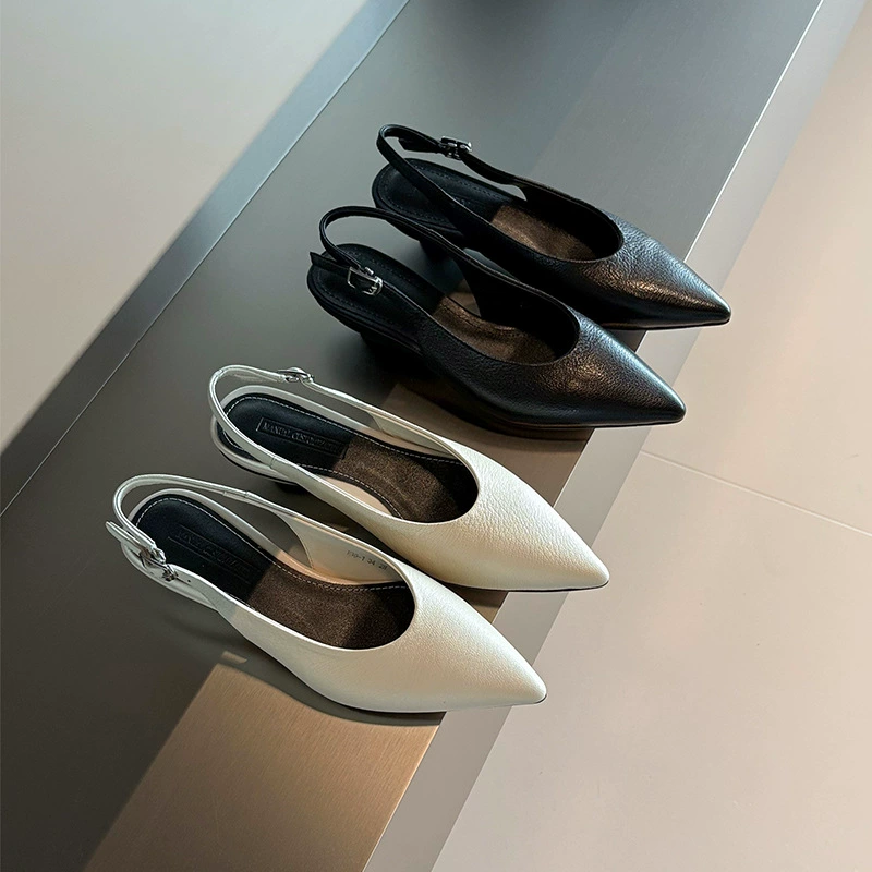 Новая серия! Туфли-сандалии на носке с pointed toe в корейском стиле, обувь-фея, 2025 лето, овчина, ремешок, сандалии