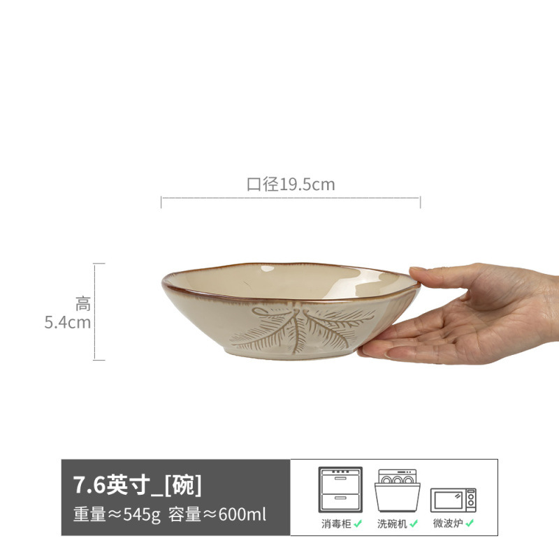 Tazón abierto de cerámica con trazo de estilo retro japonés Tazón de verduras para el hogar Tazón de fideos brillantes Tazón de ensalada Tazón de sopa Vajilla simple Tazón grande
